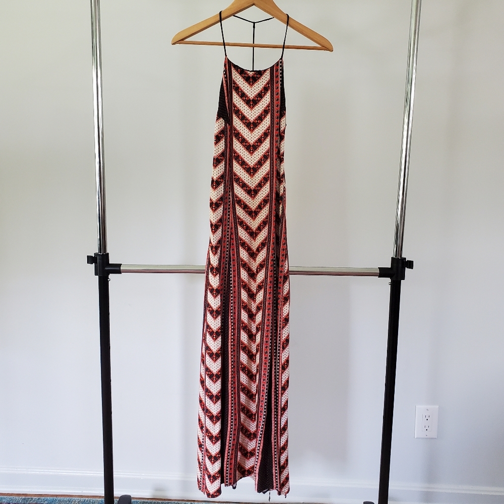 FARM Rio Red, Black & White Chevron Maxi Dress